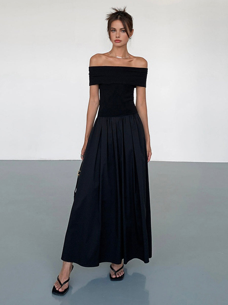 Damenkleid Satin Off-Shoulder mit elegantem Schnitt