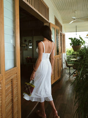 Elegant Ruffle Hem Cami Midi Dress – Sleeveless Summer Sundress