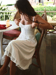 Elegant Ruffle Hem Cami Midi Dress – Sleeveless Summer Sundress