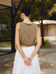 Damen Crop Tanktop aus Baumwollmischung – Ärmelloses Stricktop