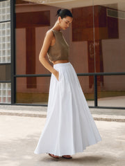 Leinenfaltenrock Maxi – Hochwertiger Sommerrock aus Leinenmischung