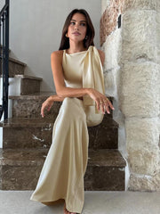 Elegantes Maxikleid mit Knoten – atmungsaktiv & fließende Silhouette