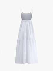 Elegantes Rückenfreies Maxikleid – Ärmellos, Tiefer Ausschnitt