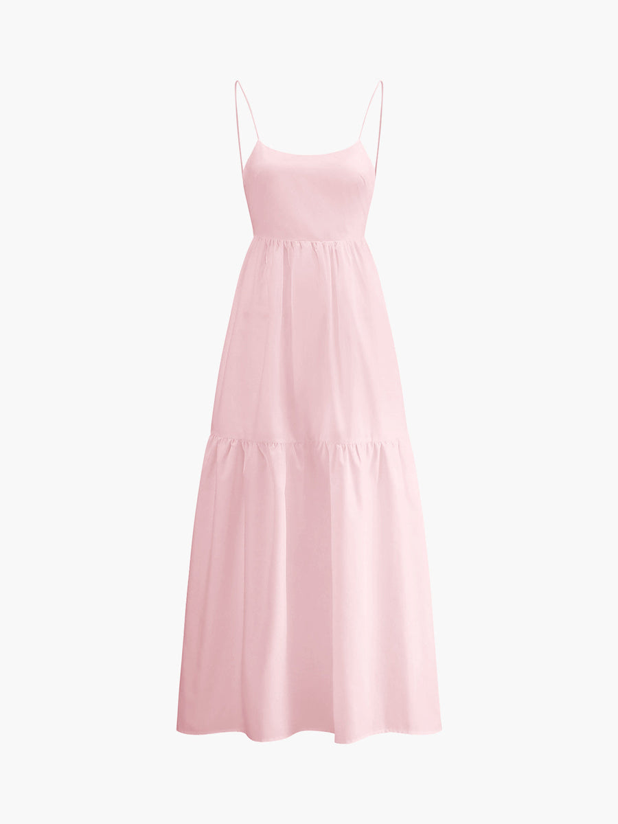 Elegantes Rückenfreies Maxikleid – Ärmellos, Tiefer Ausschnitt