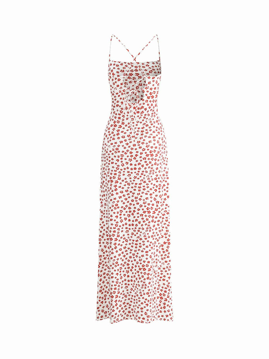 Johanna | Romantisches Blumenkleid mit Spaghettiträgern – Zeitlose Schönheit & Komfort