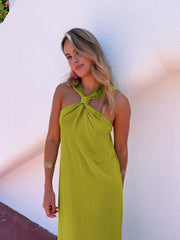 Maxi Sommerkleid mit Neckholder & Beinschlitz – Elegant & Luftig