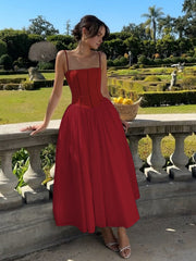 Mia | Elegantes Corsagen-Midikleid mit Spaghettiträgern – Feminine Raffinesse