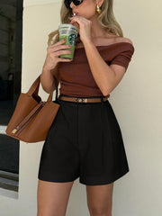 Leichte Mid-Waist Sommer Shorts Damen – Semi-Transparent, Ohne Gürtel