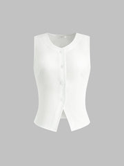Leichtes Leinen-Mix Tanktop – Atmungsaktives Sommerhemd mit Knopfleiste