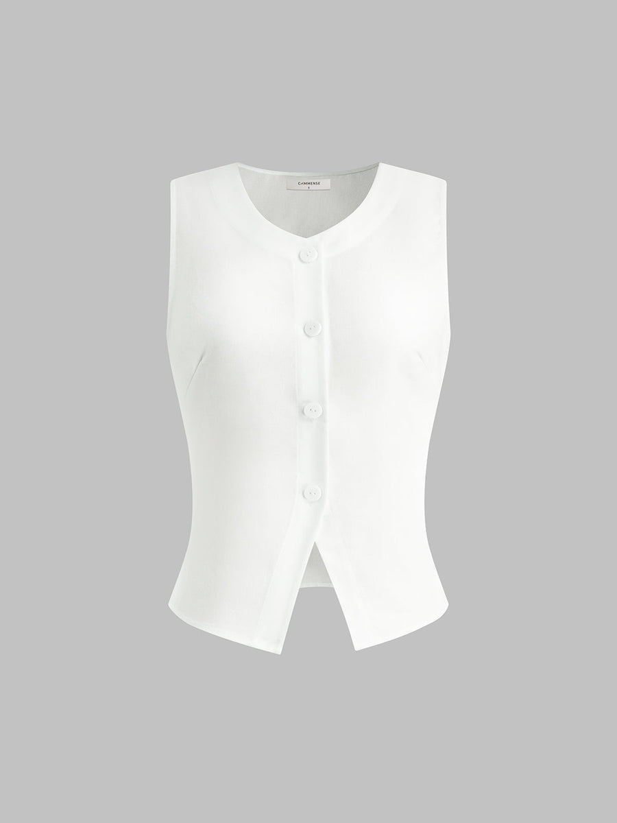 Leichtes Leinen-Mix Tanktop – Atmungsaktives Sommerhemd mit Knopfleiste