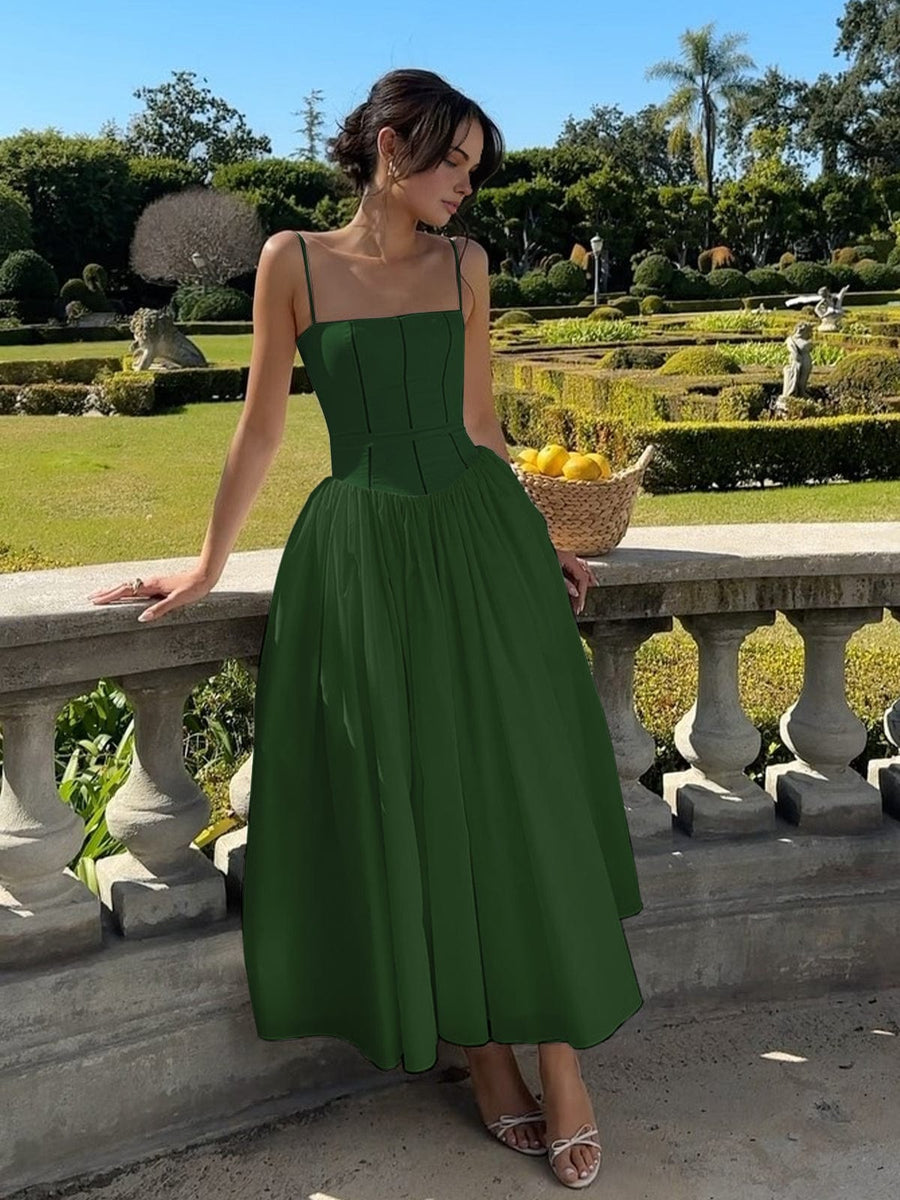 Mia | Elegantes Corsagen-Midikleid mit Spaghettiträgern – Feminine Raffinesse