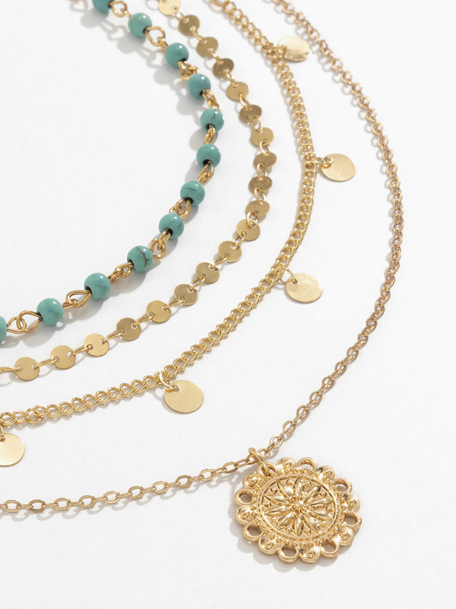 Boho Türkis Multi-Layer Halskette – Verstellbarer Statement-Schmuck