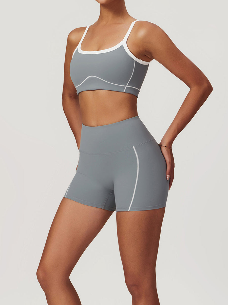 Nahtloser Sport-BH mit Kontrastbesatz – Hohe Dehnbarkeit & Herausnehmbare Pads
