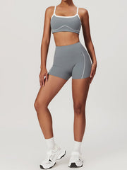 Nahtloser Sport-BH mit Kontrastbesatz – Hohe Dehnbarkeit & Herausnehmbare Pads