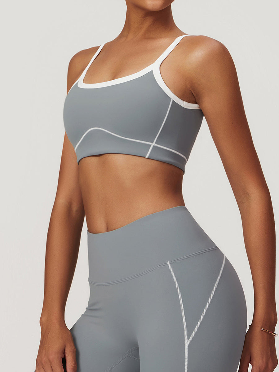 Nahtloser Sport-BH mit Kontrastbesatz – Hohe Dehnbarkeit & Herausnehmbare Pads