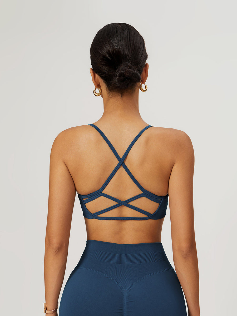 Nahtloser Cross-Back Sport-BH – Hoher Halt, Herausnehmbare Pads