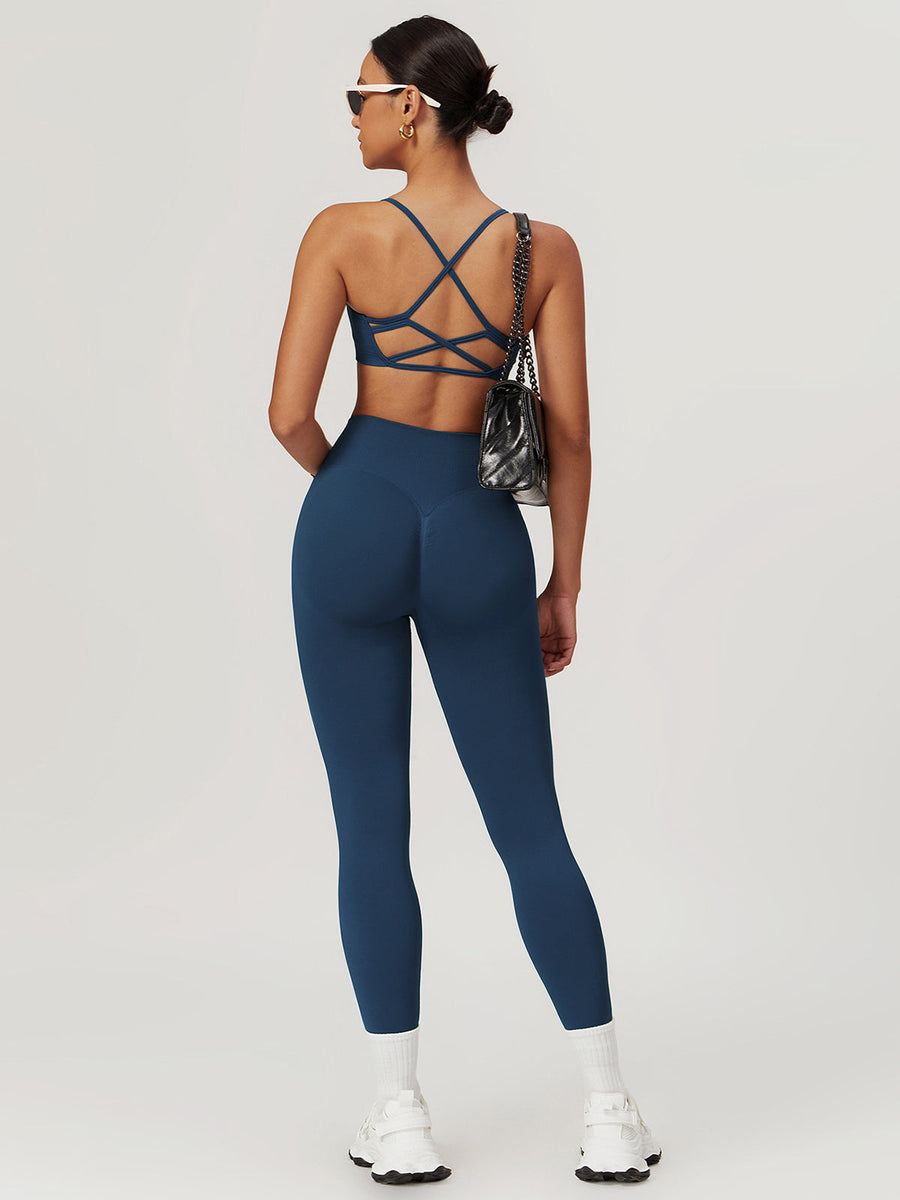 Nahtloser Cross-Back Sport-BH – Hoher Halt, Herausnehmbare Pads