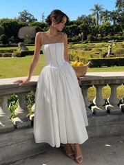 Mia | Elegantes Corsagen-Midikleid mit Spaghettiträgern – Feminine Raffinesse