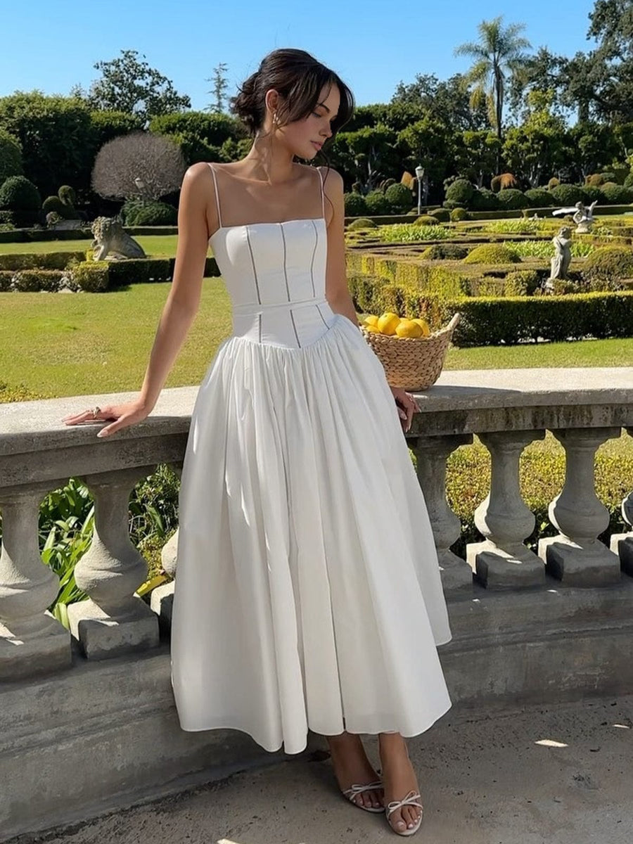 Mia | Elegantes Corsagen-Midikleid mit Spaghettiträgern – Feminine Raffinesse