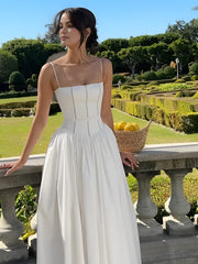 Mia | Elegantes Corsagen-Midikleid mit Spaghettiträgern – Feminine Raffinesse