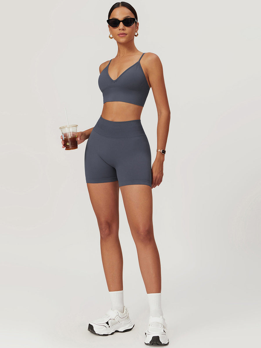 High Waist Yoga Shorts Set – Hüftlift & Formende Sportbekleidung