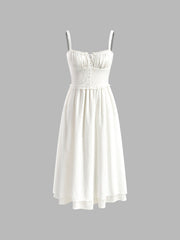 Elegant Ruffle Hem Cami Midi Dress – Sleeveless Summer Sundress