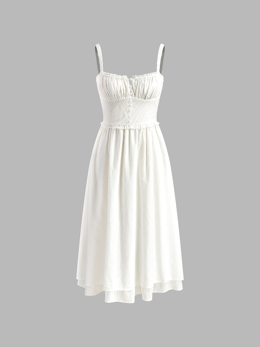 Elegant Ruffle Hem Cami Midi Dress – Sleeveless Summer Sundress
