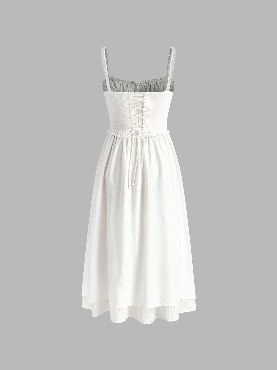Elegant Ruffle Hem Cami Midi Dress – Sleeveless Summer Sundress