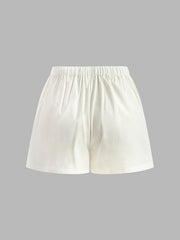 Damen Sommer Zweiteiler – Kordelzug-Top & Shorts mit Schlitz