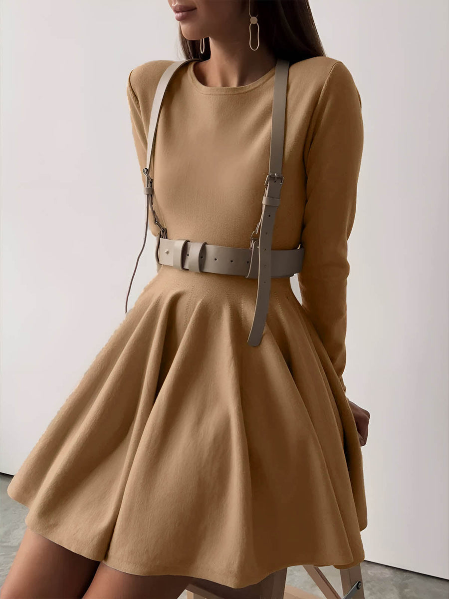 Alina | Elegantes Damen Skaterkleid in Crème mit Langarm