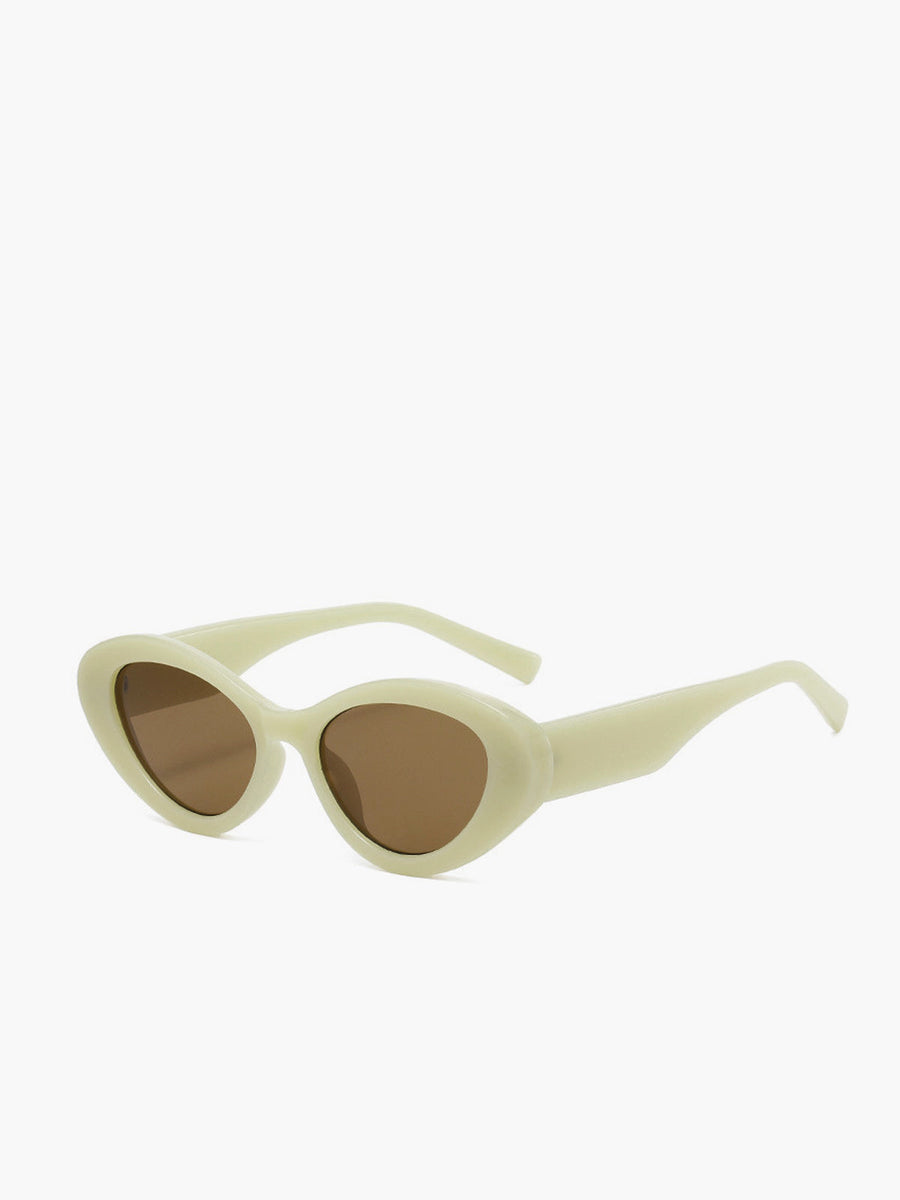 Cremefarbene Cat-Eye Sonnenbrille – UV400 Schutz, Retro Chic