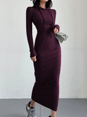 Bequemes | Stylische Herbst Freizeitkleid Mit Kapuze Und Kordelzug Für Frauen für dich