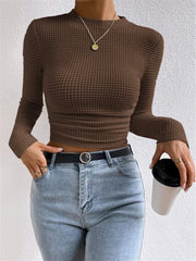 Jana | Damen Langarm Crop-Top Aus Waffelstrick