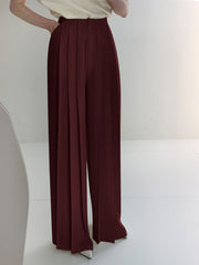 Elegante High-Waist Plissee-Hose mit weitem Bein – Büro & Freizeit