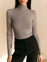 Edith | Damen Frühlings Bequemes Mock-Neck Top
