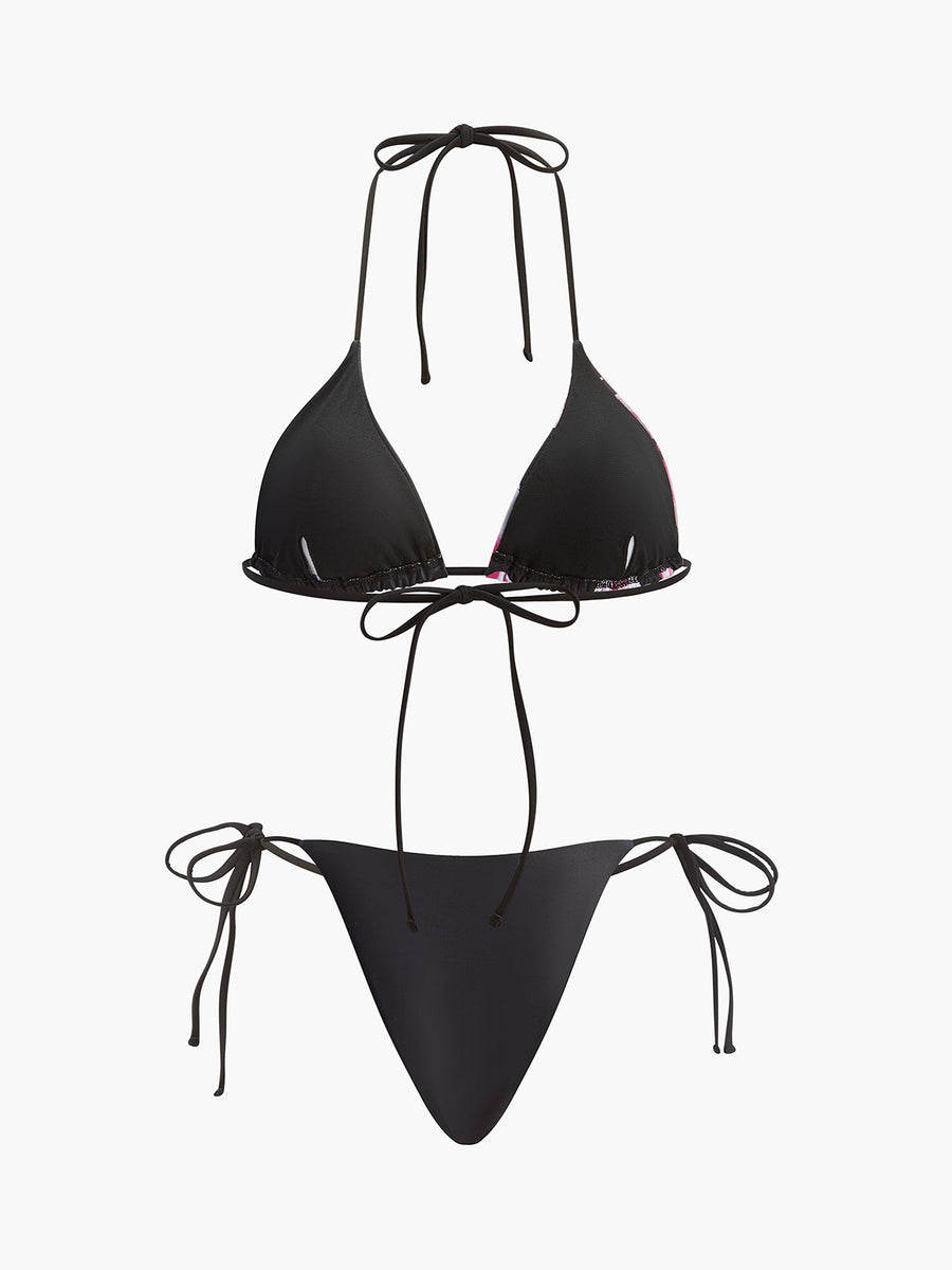 3-teiliges Blumen-Bikini-Set mit Mesh-Rock – Modische Bademode