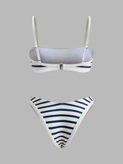 Nautischer Streifen High-Cut Bikini – Figurbetonter Damen-Badeanzug