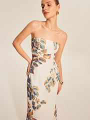 Schulterfreies Maxikleid mit Blumenmuster – Elegantes Sommerkleid