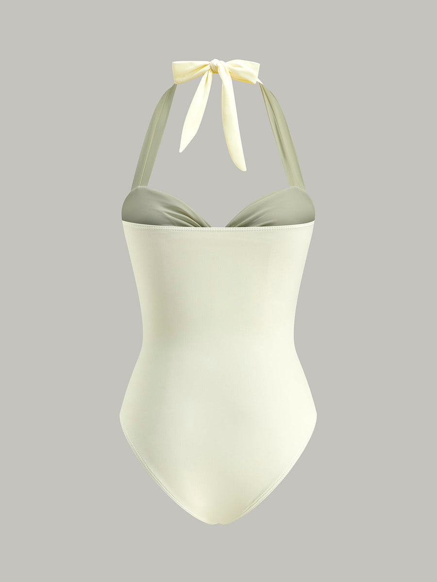 Eleganter Halterneck-Badeanzug mit Schleife