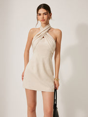 Sommerkleid mit Crisscross-Halter – Leinen-Baumwoll-Mix, Ärmellos
