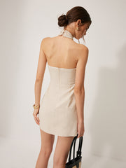 Sommerkleid mit Crisscross-Halter – Leinen-Baumwoll-Mix, Ärmellos