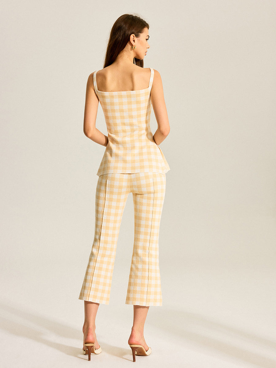 Gingham Zweiteiler aus Leinenmischung – Damen Sommer-Outfit