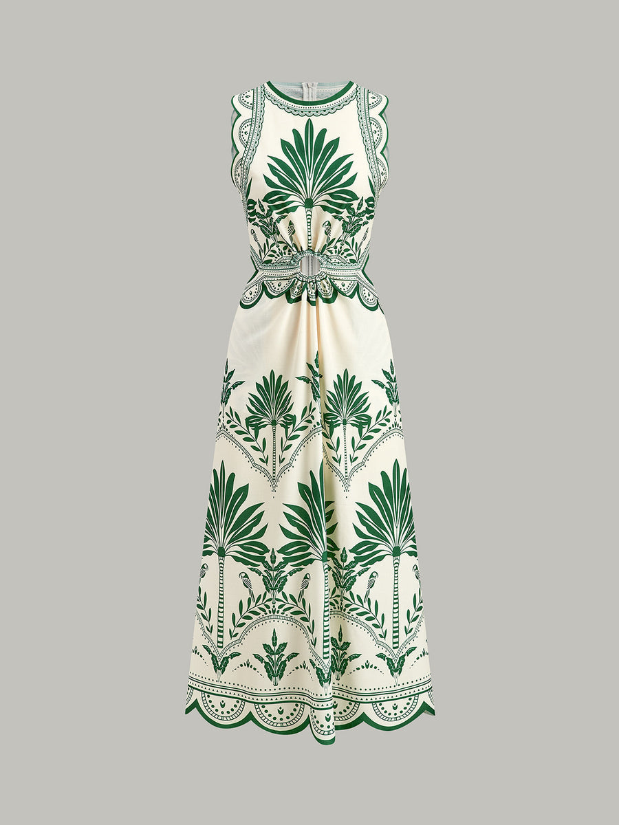 Boho Maxikleid mit Blumenmuster und Cut-Outs – Ärmelloses Sommerkleid