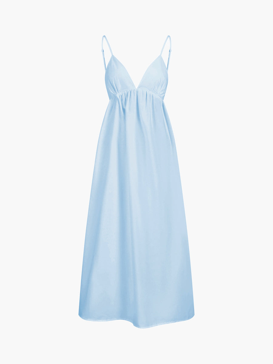 Maxi Sommerkleid aus Baumwolle mit offenem Rücken – Elegant & Luftig