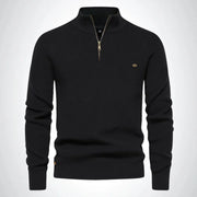 Klassischer Herrenpullover Mit Halbem Reißverschluss | Stehkragen