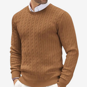Florian | Herren Frühling Rundhals Strickpullover mit Zopfmuster