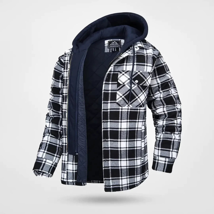 Herren Kapuzen Winterjacke | Kariertes Muster