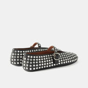 Ballerinas Damen Leder Kristallverziert mit Riemen