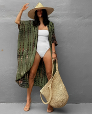 Resort Leinen Beach Kimono – Damen Leichter Strand‑Cover‑Up