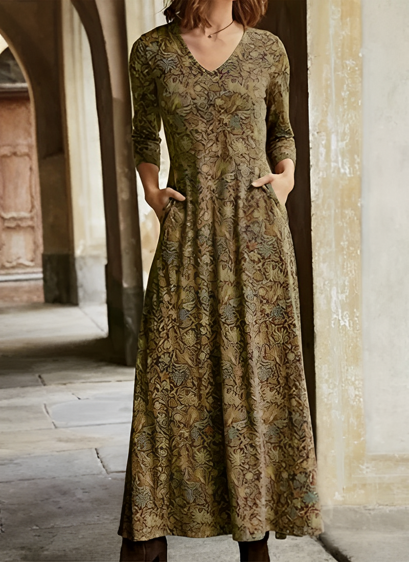 Emma | Stilvolles Maxikleid mit Retro-Muster